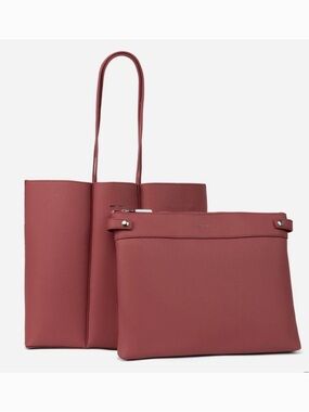 Matt & Nat Dusty Rose Vegan Leather Tote Bag with Pouch Large Carryall